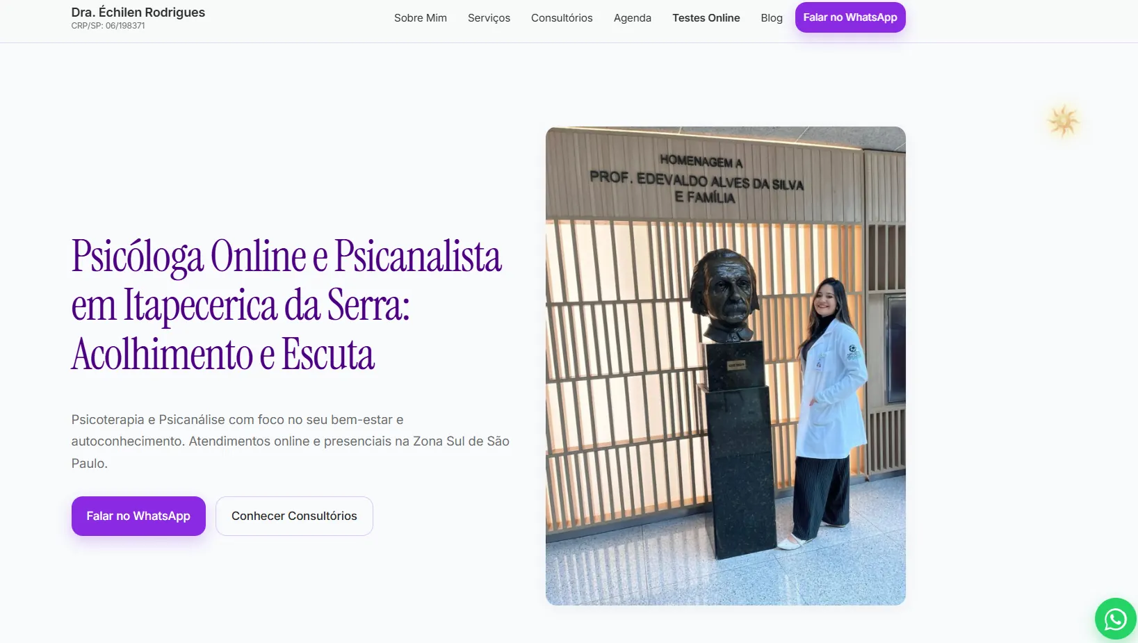 Site profissional para psicóloga desenvolvido pela Loonder Labs